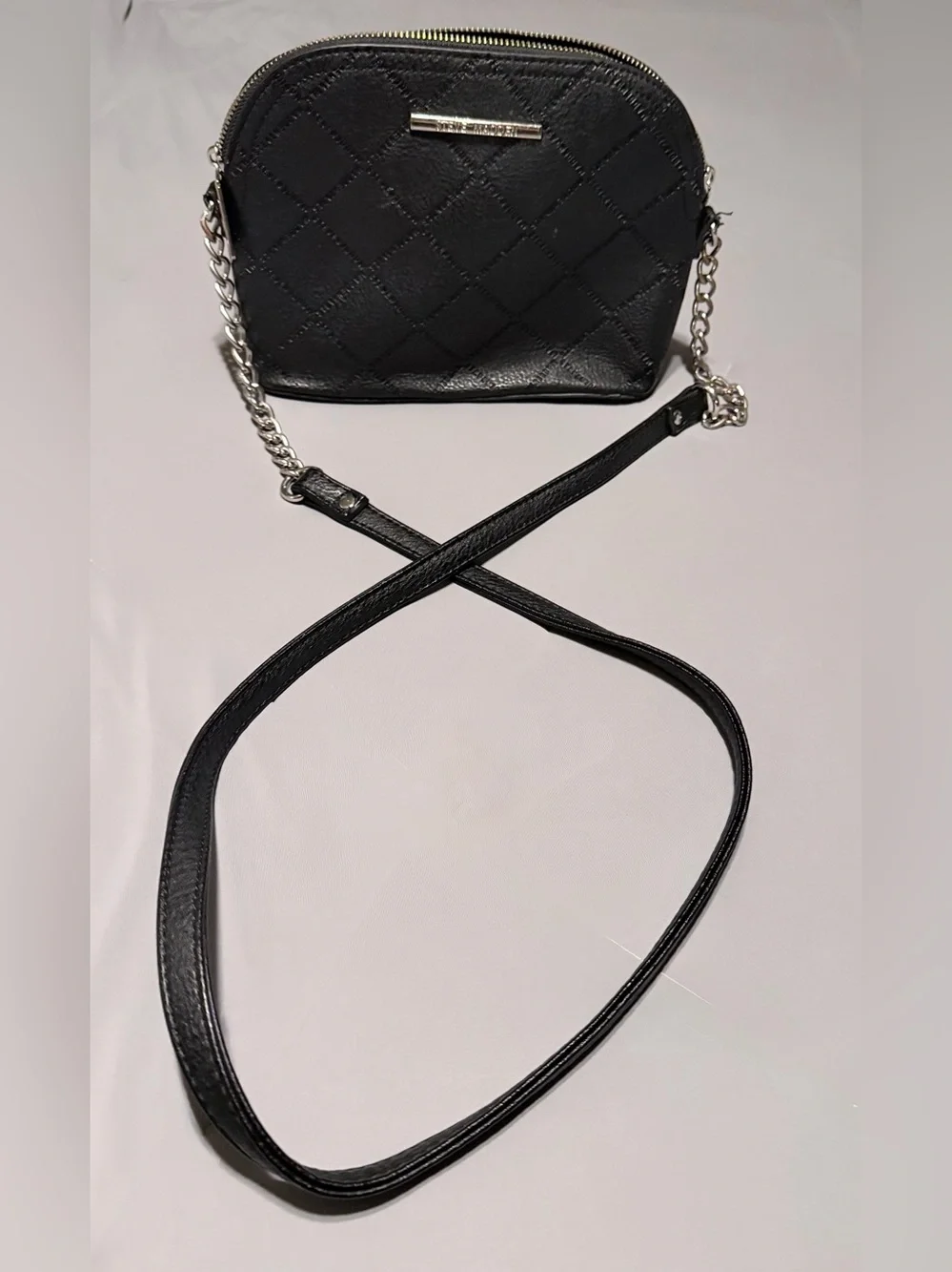 Steve Madden Quilted Crossbody Bag in Black with Chain Strap
